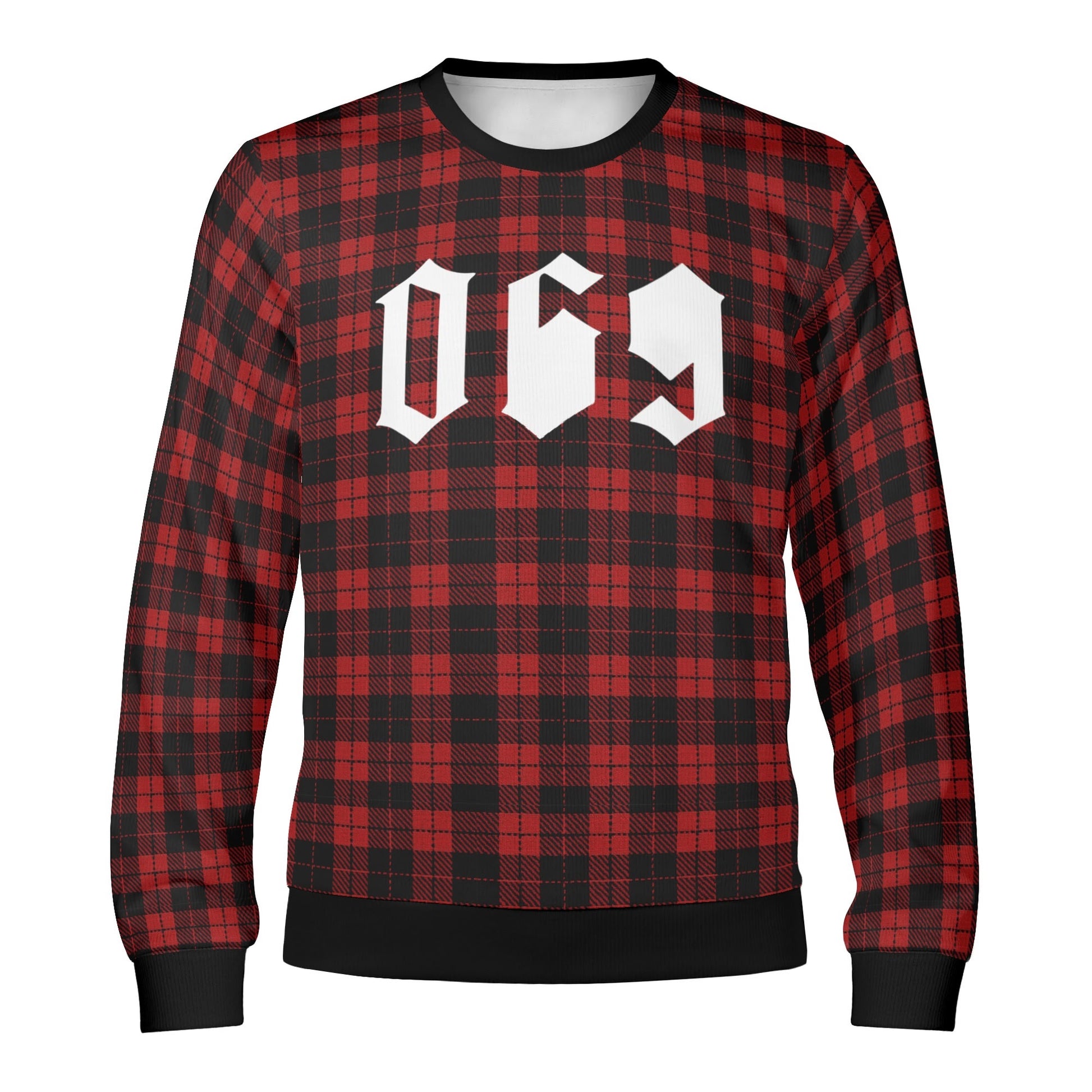 069 Karo-Sweater | Unisex Pullover mit 069 Print | Streetwear Frankfurt